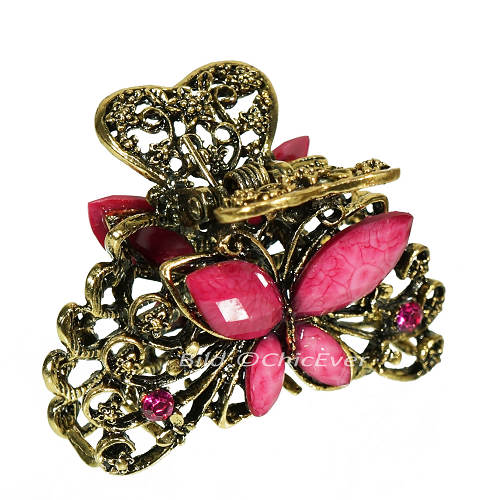 Haargreifer Schmetterlinge Haarklammer Metall Strass 3x2cm rosa gold 5691d